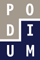 //logo van Uitgeverij Podium (een grijs met blauw rechthoekje met daarin de letter PODIUM//